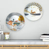 Deer at Lake Ceramic Wall Hanging Plates of Two Pieces