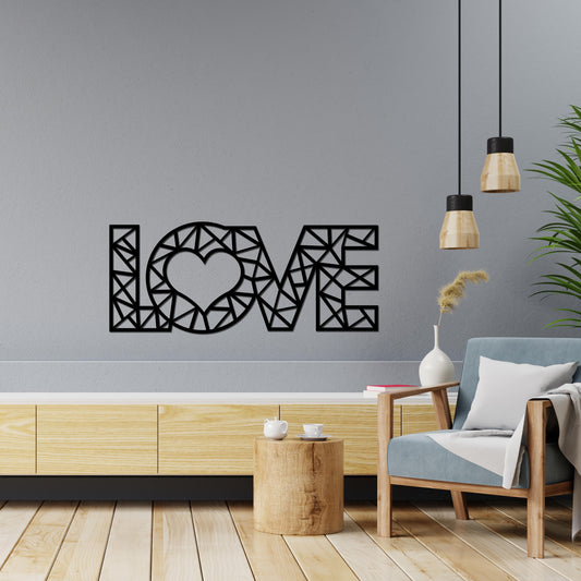 Designer Love Text in Black Premium Wooden Wall Hanging