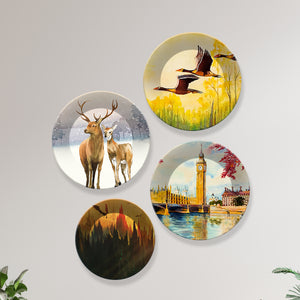 Different Seasons Wall Plates Painting Set of Four