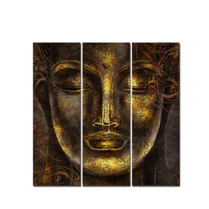 Divine Lord Buddha Sculpture Wall Painting Set of Three