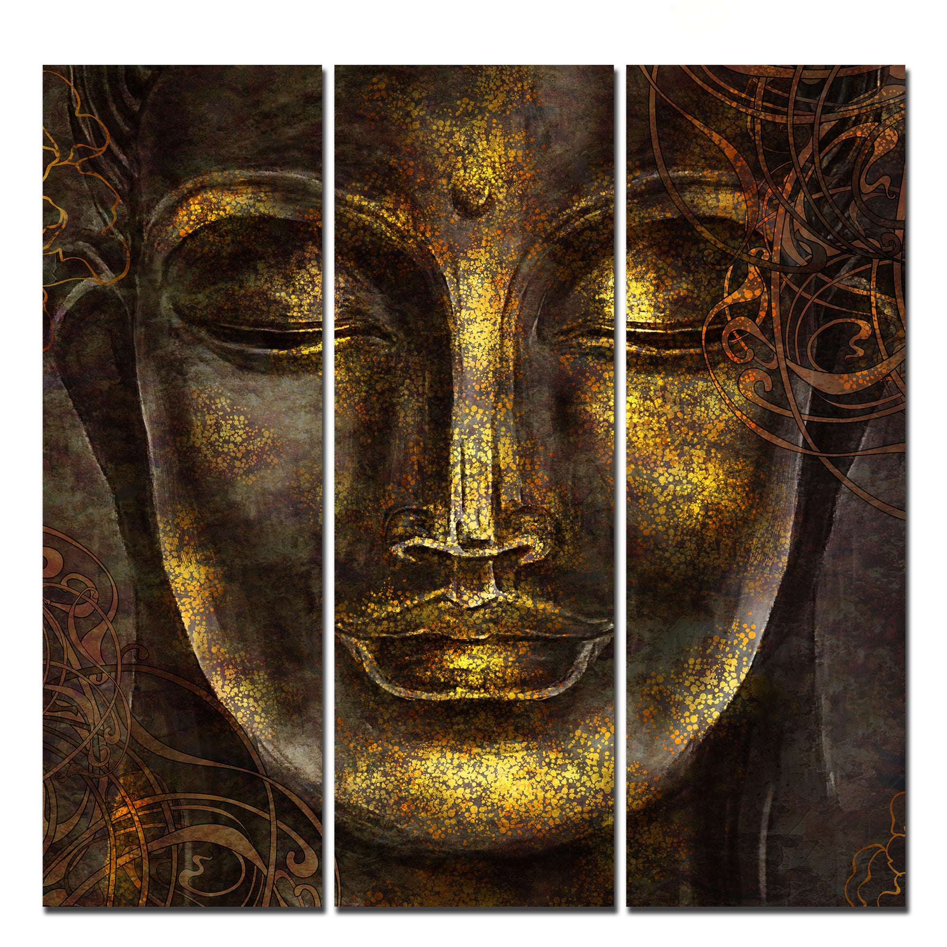 Divine Lord Buddha Sculpture Wall Painting Set of Three