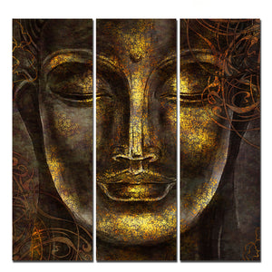 Divine Lord Buddha Sculpture Wall Painting Set of Three