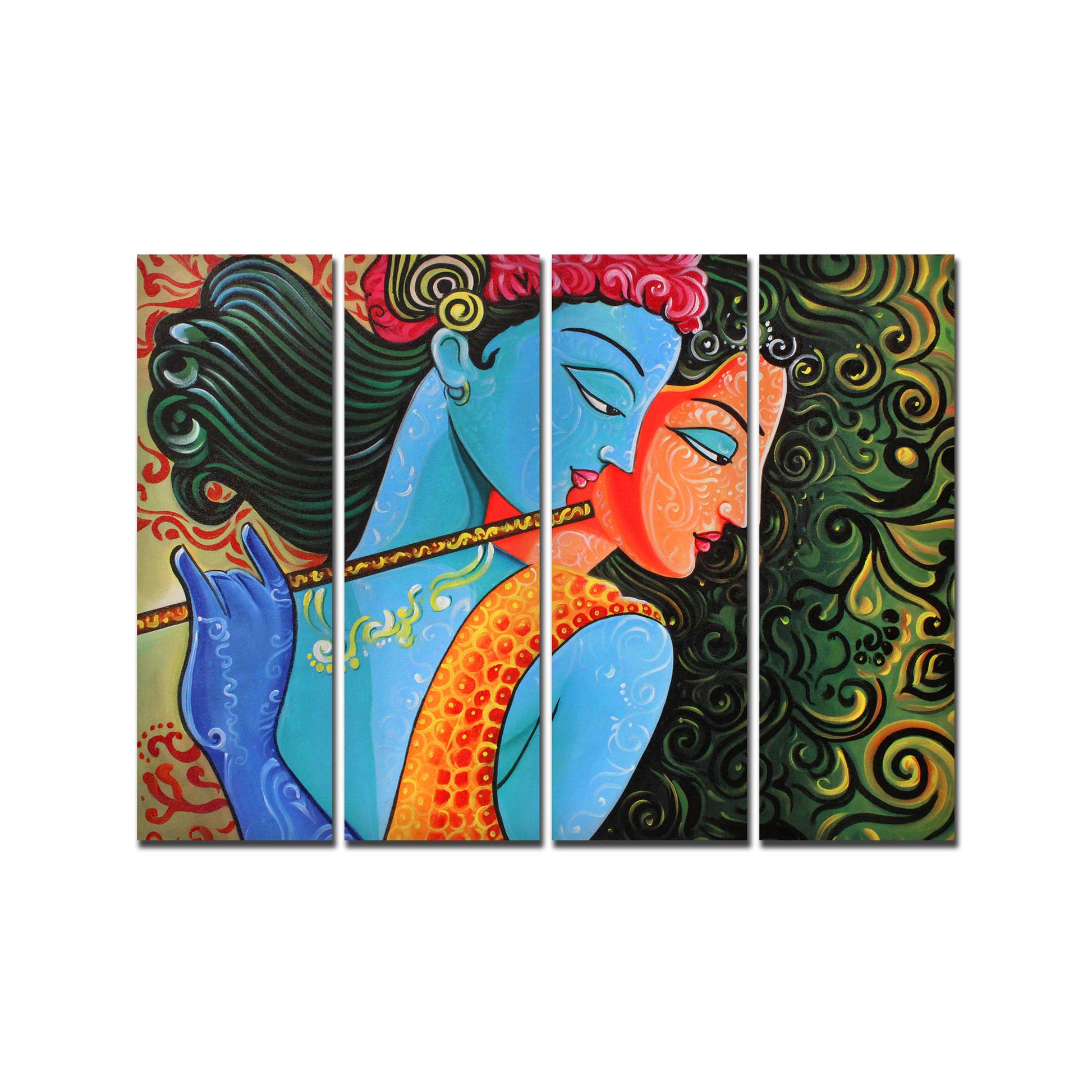 Divine Radha Krishna Canvas Wall Painting Set of 4 Pieces