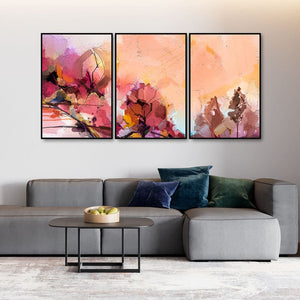 Abstract landscape Contemporary Art Premium Floating Wall Painting Set of 3