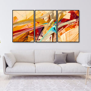 Beautiful Modern Art Sparkle Touch Floating Canvas Wall Painting Set of Three