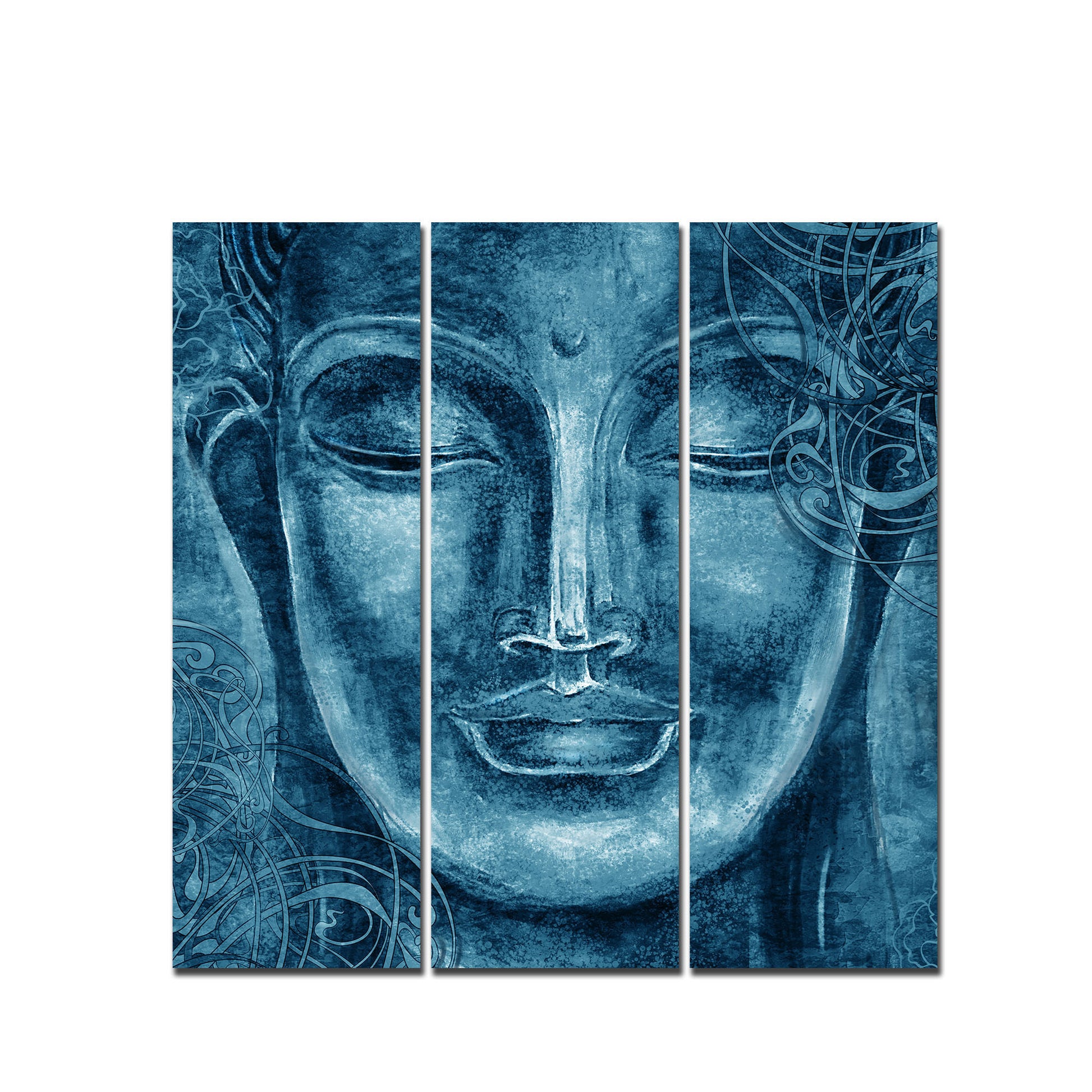 Face Sculpture of Buddha Wall Painting Three Pieces