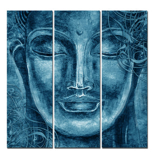 Face Sculpture of Buddha Wall Painting Three Pieces