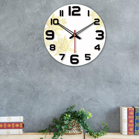 Flowers Printed Wooden Wall Clock