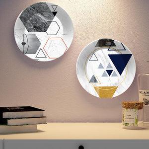 Geometrical Shapes Ceramic Wall Hanging Plates of Two Pieces