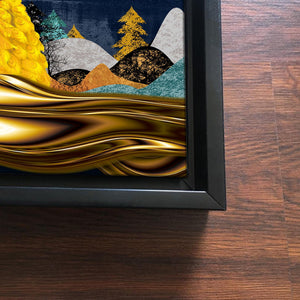 Golden Peacock Floating Canvas Wall Painting Frame