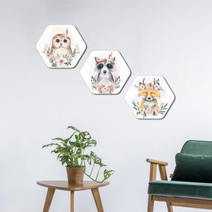 Forest Friends Premium Hexagon Painting Set of 3