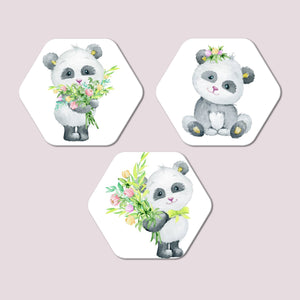  Hexagon Painting of Baby Panda