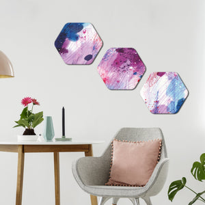 Colorful Abstract Art Hexagon Painting Set of 3