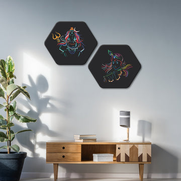 Spiritual Hexagon Wall Hanging Painting Set of 2 Pieces
