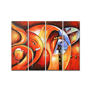 Hindu Lord Ganesha Wall Painting of 4 Pieces