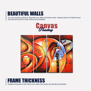 Hindu Lord Ganesha Wall Painting of 4 Pieces