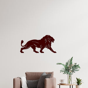 Lion Walking Design in Brown Premium Wooden Wall Hanging