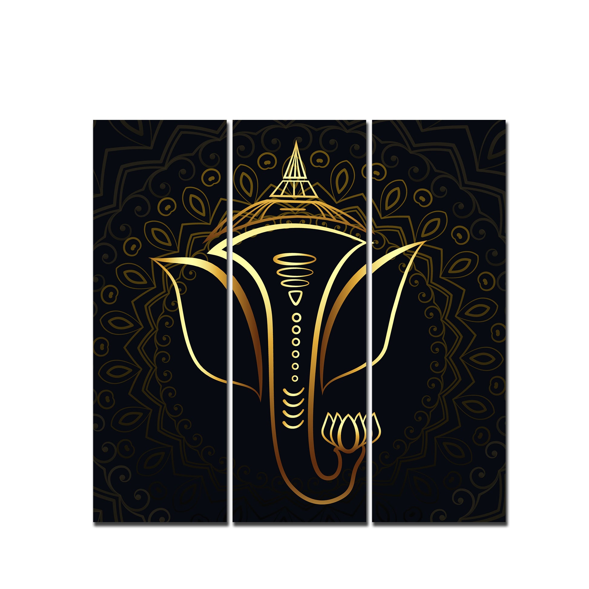 Lord Ganesha Modern Art Wall Painting Set of Three