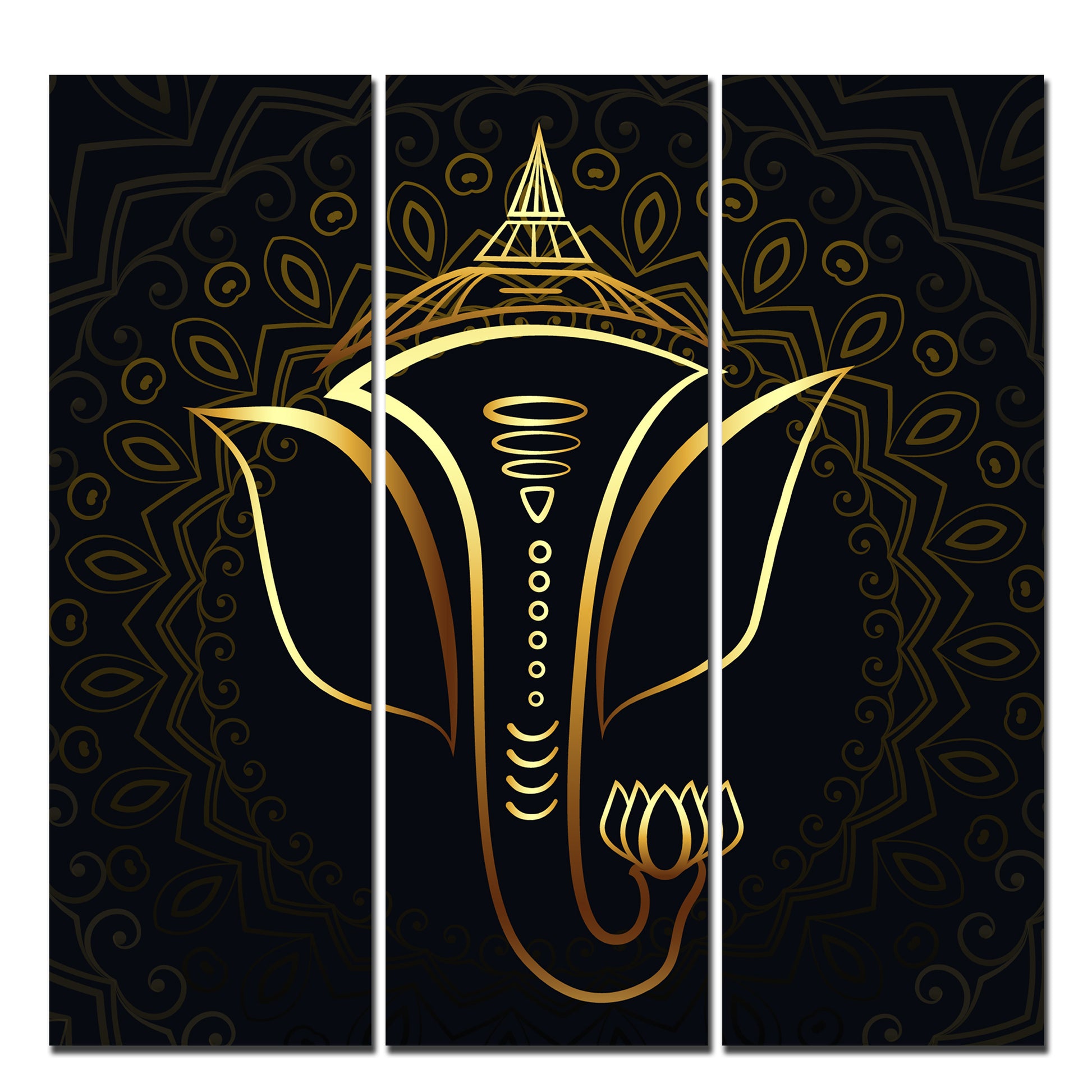 Lord Ganesha Modern Art Wall Painting Set of Three