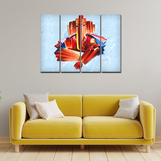 Lord Ganesha Modern Art Canvas Wall Painting Set of 4