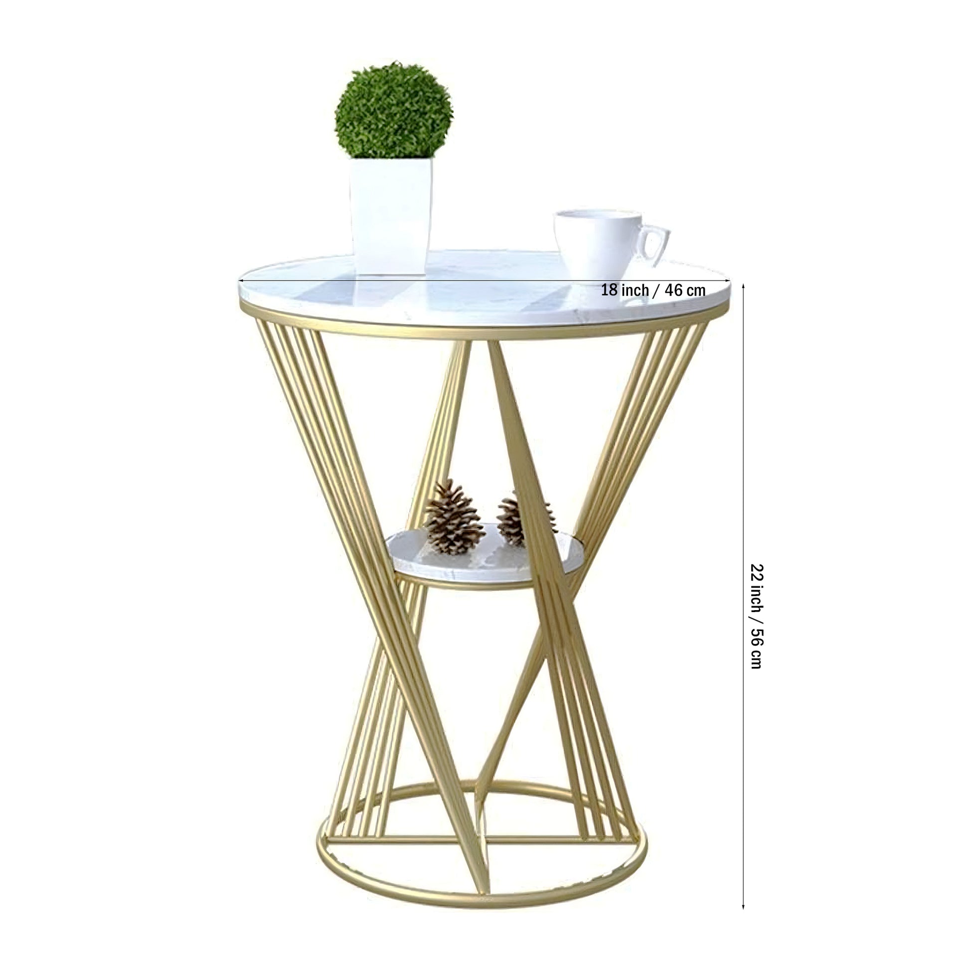 Premium Unique Natural Marble Designer Metal Side Table