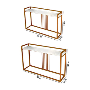 Modern Style Console Table In Sleek Copper Rods Design