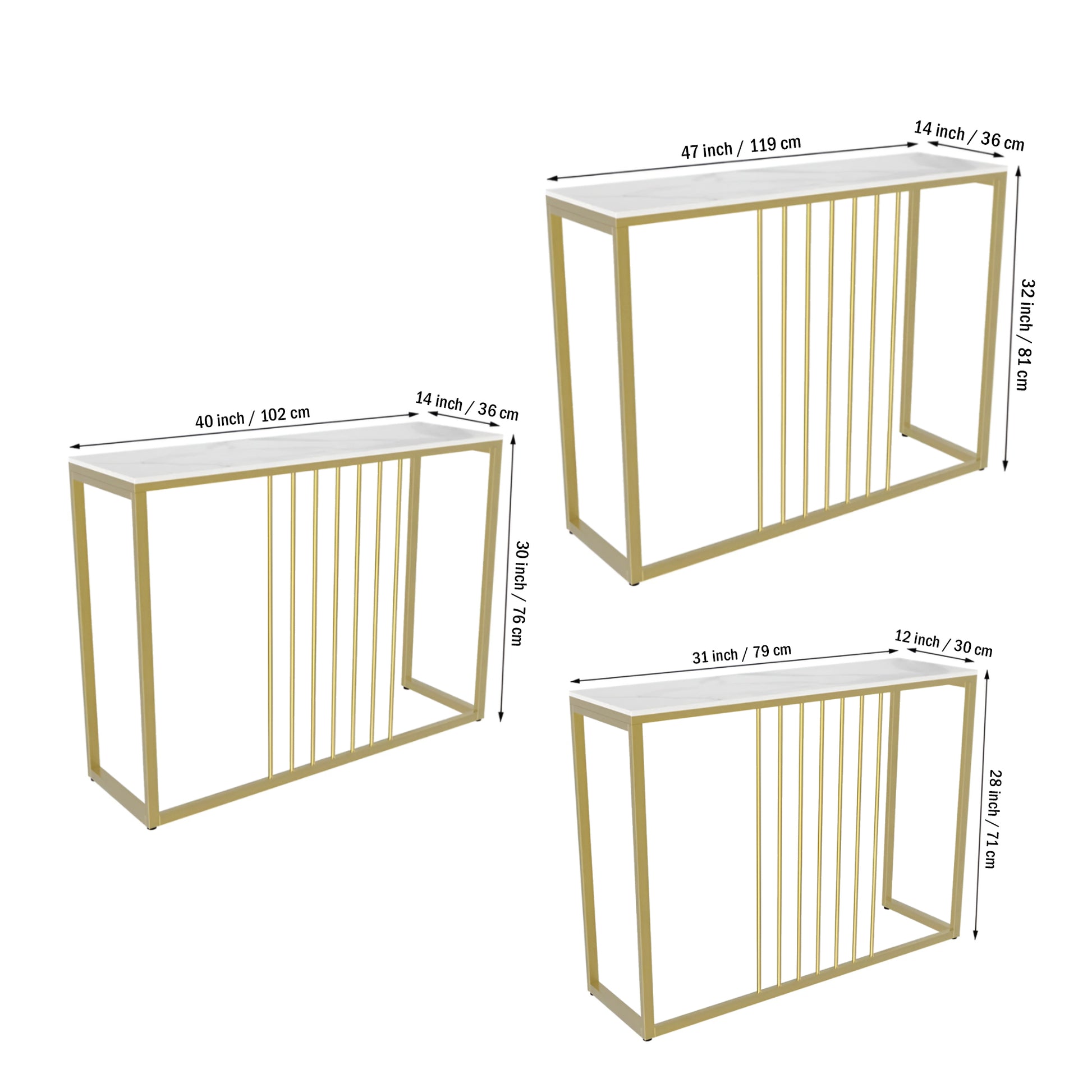 Golden Metallic Rectangular Shaped Designer Console Table