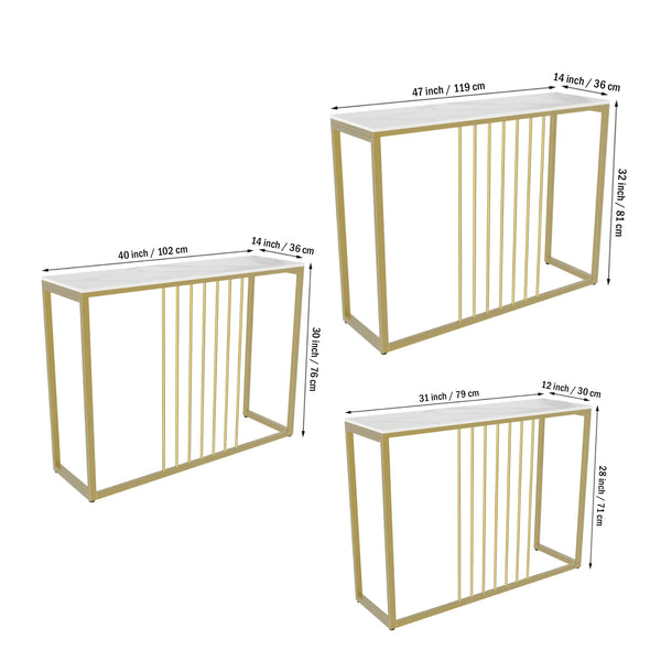 Golden Metallic Rectangular Shaped Designer Console Table