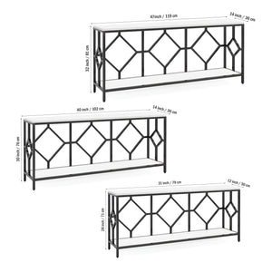 Extra Long White Black Durable Marble 2 Tier Console Table