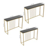 Golden Metallic Rectangular Shaped Black Marble Designer Console Table