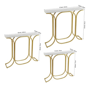 Sleek Entryway Elegance Rectangular White Marble Console Table