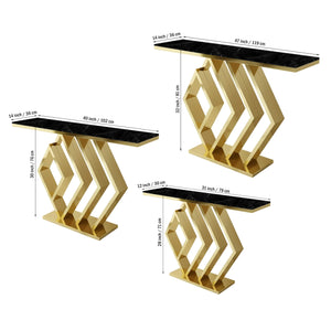 The Essence Of Style Black Marble Golden Console Table