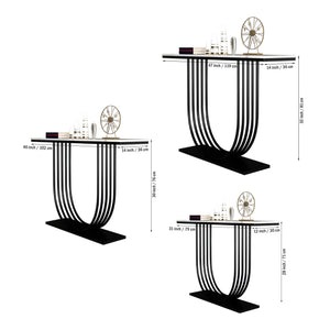 U-Shape White Marble Black Console Table