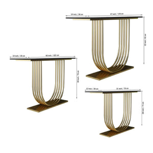 U-Shape Black Marble Golden Console Table