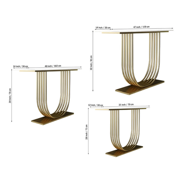 U-Shape White Marble Golden Console Table