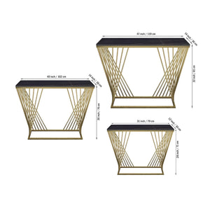 Trapezoid Design Console Table  with Golden Metal Finish