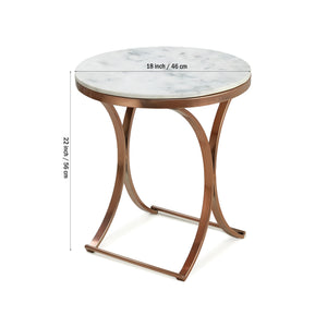 Premium Copper Metal Finish Coffee Side Table with Marble Top