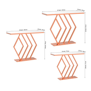 Classic Design Copper Console Table in Geometric Pattern