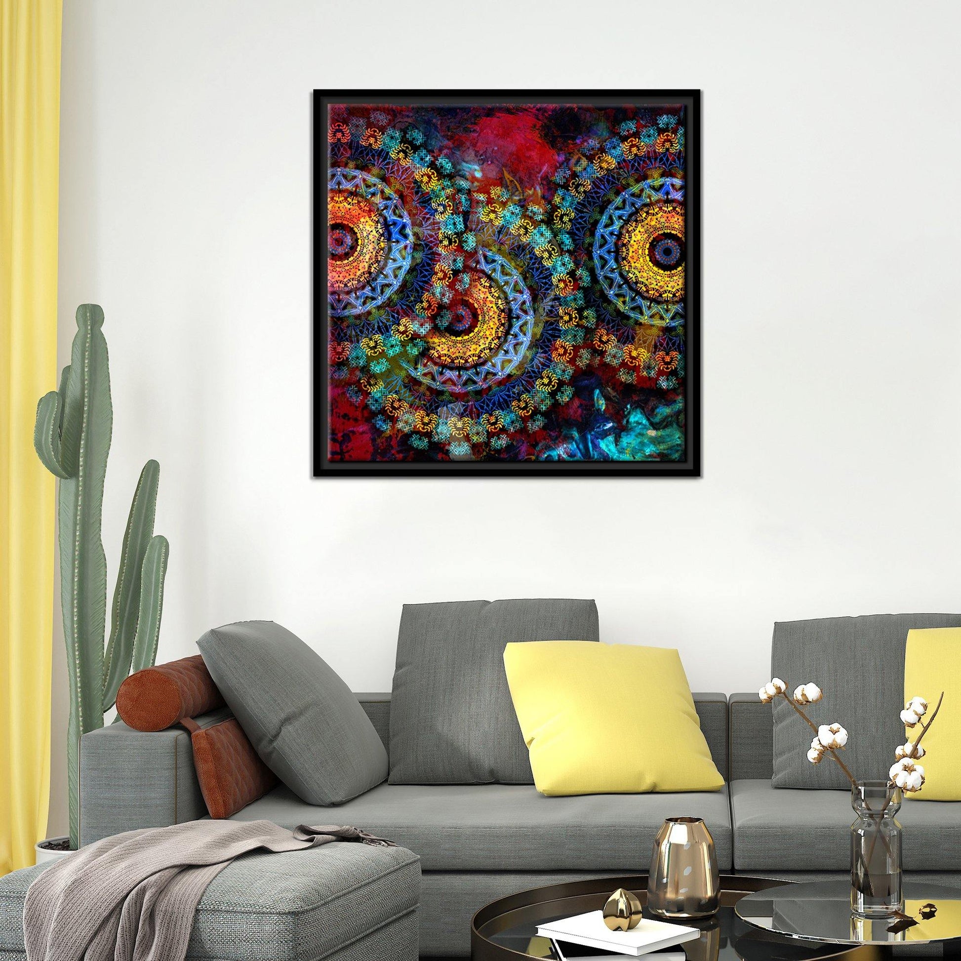 Mandala Art Dark Eyes Floating Canvas Wall Painting Frame