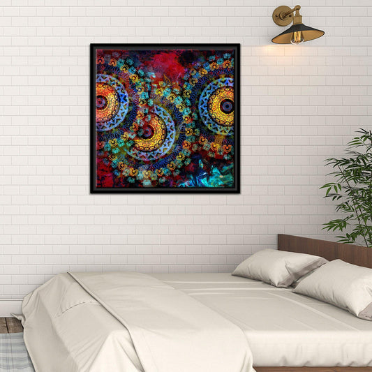 Mandala Art Dark Eyes Floating Canvas Wall Painting Frame