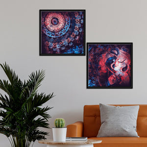 Radha Krishna Wall Painting of Two Pieces\