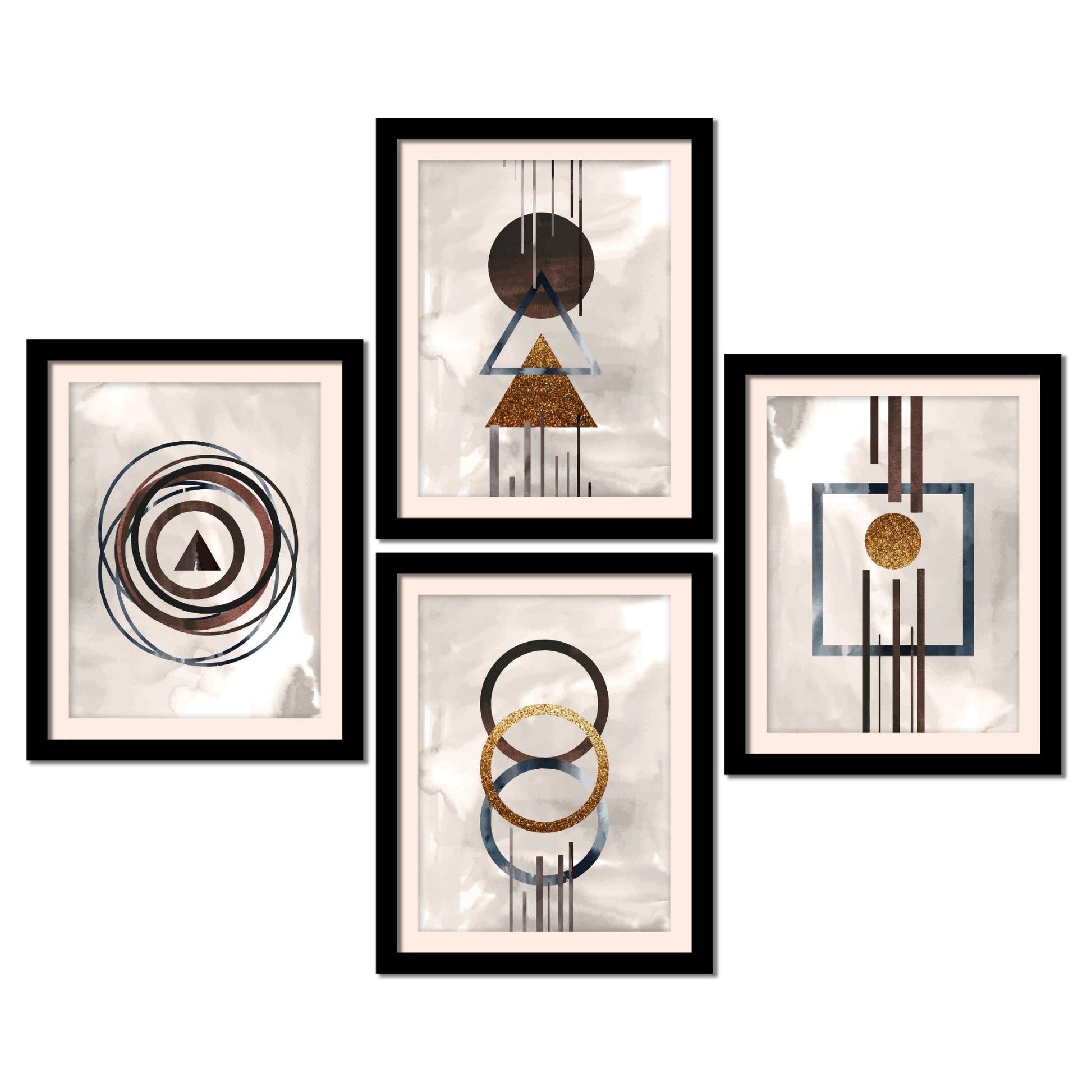 Modern Geometric Shapes Hanging Wall Frame Set of Four