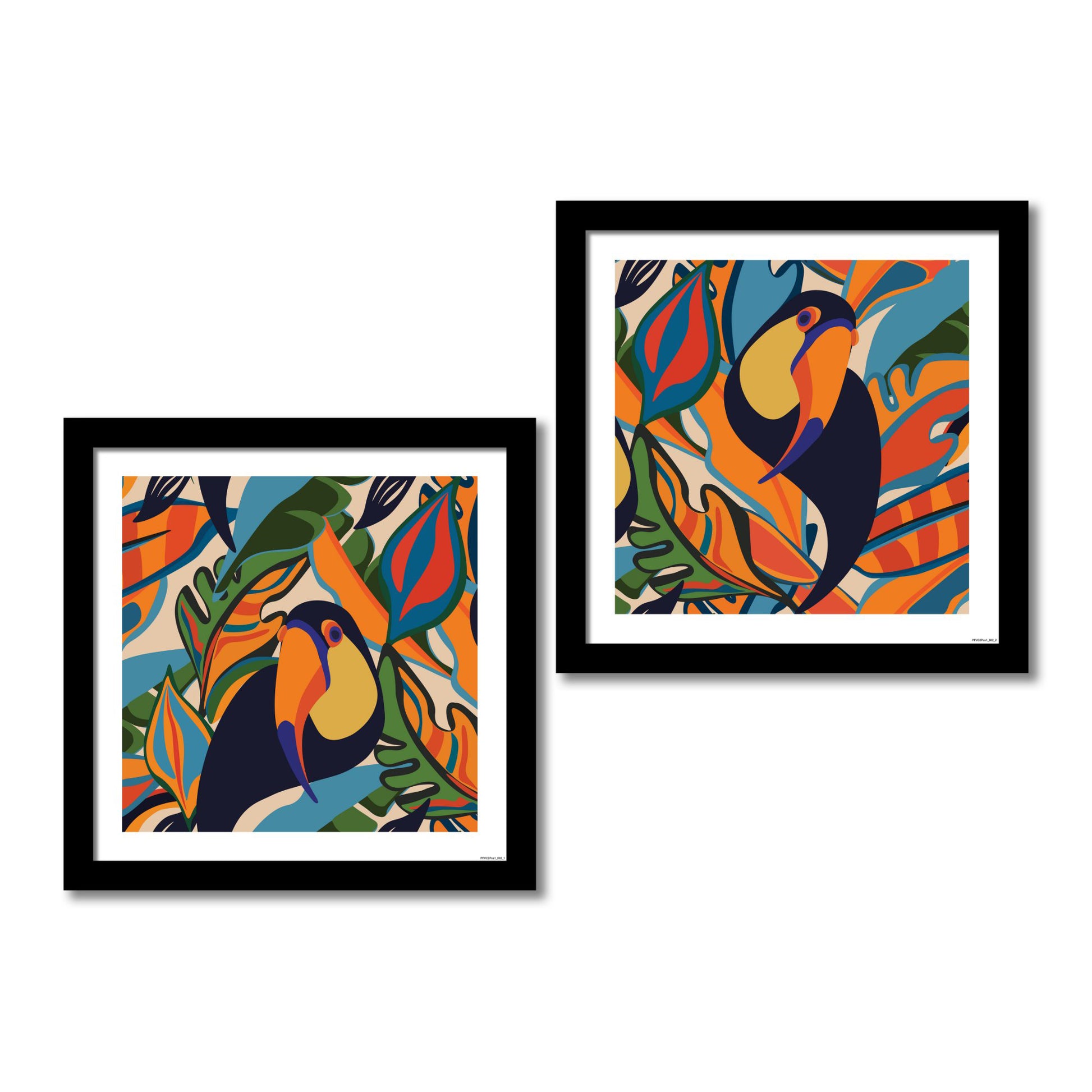 Premium 2 Pieces Wall Frame Painting of Abstract Bird