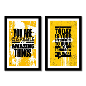 Big Size Motivational Quote Wall Framed Painting Set of 2 For Office