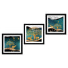 Premium 3 Pieces Wall Hanging Frame of Vector Illustration of Trees and Deer