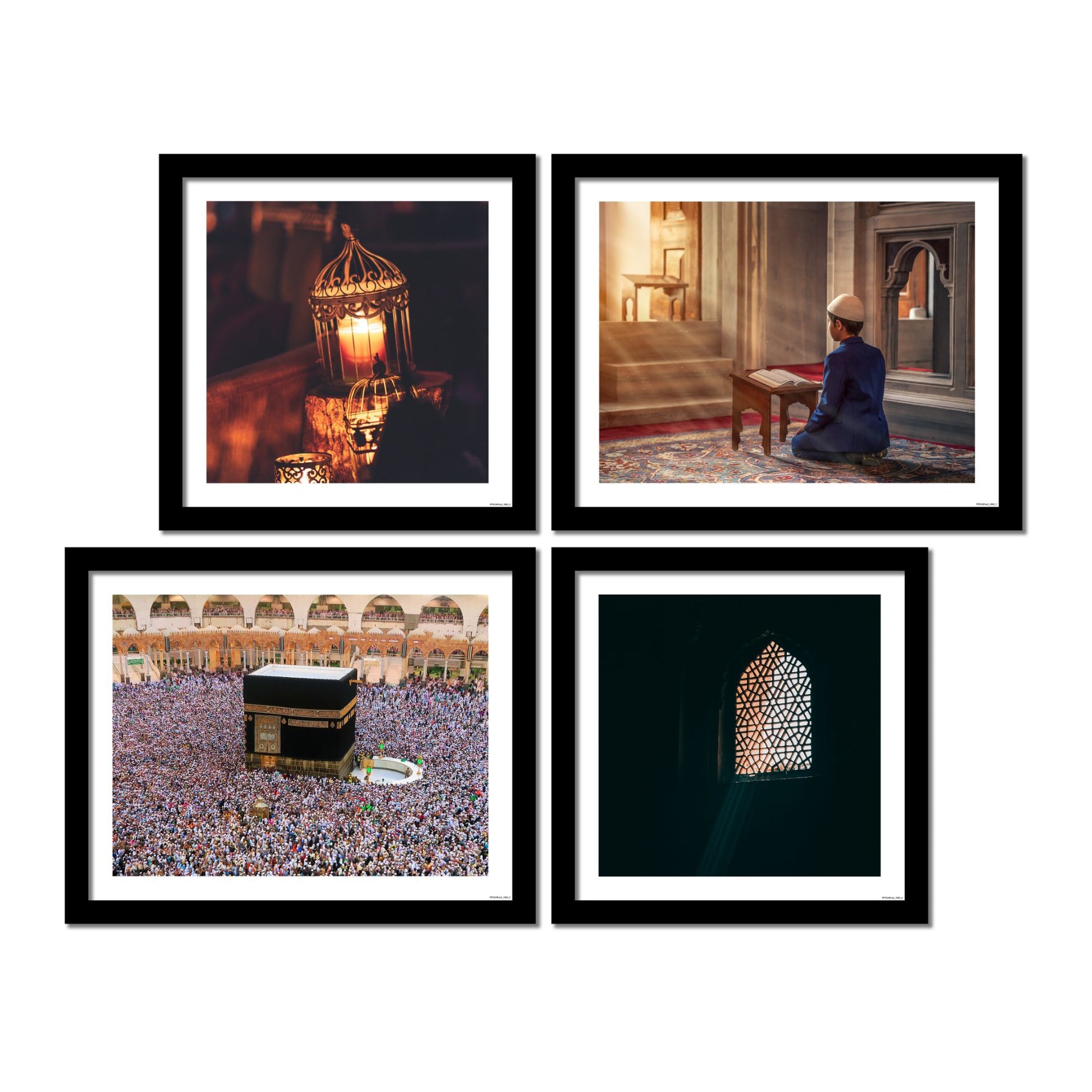 Muslim Pilgrimage Praying & Kaaba 4 Pieces Wall Frame Hanging