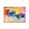 A Beautiful Boat in Sunset Background Wall Painting of 4 Pieces