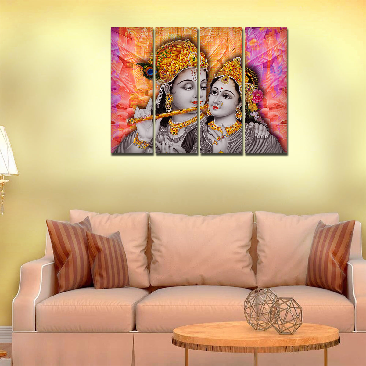 Premium 4 Pieces Wall Painting of Lord Radha Krishna