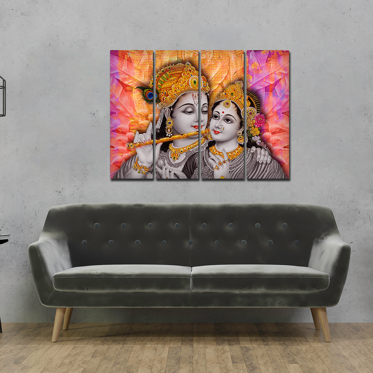 Premium 4 Pieces Wall Painting of Lord Radha Krishna