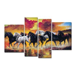 Horses Running Through the Splashes of Water Canvas Wall Painting